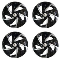 Jogo de calota esportiva aro 14 nitro x black silver + emblema de alumínio renault prata