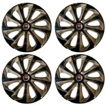 Jogo de calota esportiva aro 15 velox black gold + emblema de alumínio fiat vermelho Jogo de calota esportiva aro 15 velox black gold + emblema de alumínio fiat vermelho