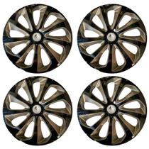 Jogo de calota esportiva aro 15 velox black gold + emblema de alumínio renault prata Jogo de calota esportiva aro 15 velox black gold + emblema de alumínio renault prata