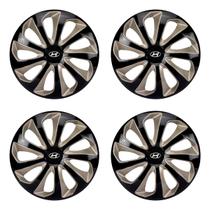 Jogo de calota esportiva aro 15 velox black gold + emblema resinado hyundai