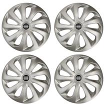 Jogo de calota esportiva aro 15 velox silver + emblema de alumínio nissan preto