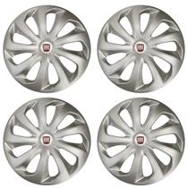 Jogo de calota esportiva aro 15 velox silver + emblema resinado fiat vermelho Jogo de calota esportiva aro 15 velox silver + emblema resinado fiat vermelho