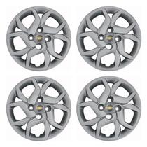 Jogo de calotas 291cb-pta aro 14 cb cubo baixo prata + emblema de papel gm cromado