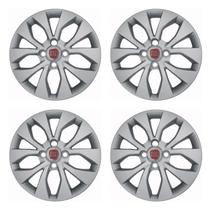 Jogo de calotas 374cb-pta aro 14 cb cubo baixo + emblema fiat vermelho