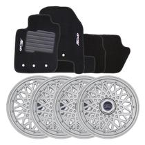 Jogo de calotas 602ar-pta aro 15 aro de pressão + tapetes bordados new fiesta 08/18