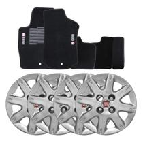 Jogo de calotas aro 13 prata 072cb cubo baixo + tapetes para fiat uno novo v