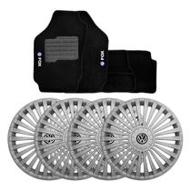 Jogo de calotas aro 15 prata 171ar aro de pressão + jogo de tapetes fox