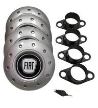 Jogo de Calotas de Centro Miollo para Fiat Fiorino Aro 13 1990/2013 Estilo Amarok Prata