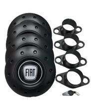 Jogo de Calotas de Centro Miollo para Fiat Fiorino Aro 13 1990/2013 Estilo Amarok Preto