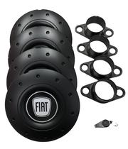 Jogo de Calotas de Centro Miollo para Fiat Idea Aro 15 2003/2016 Estilo Amarok Preto