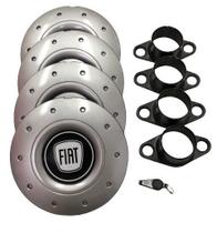Jogo de Calotas de Centro Miollo para Fiat Strada Aro 14 1996/2019 Estilo Amarok Prata