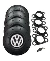 Jogo de Calotas de Centro Miollo para VW Fox Aro 14 2004/2019 Estilo Amarok Preto