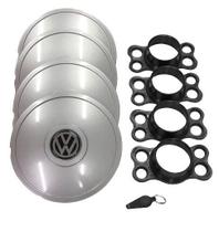 Jogo de Calotas de Centro Miollo para VW Gol G3 Bolinha Aro 14 1999/2005 Estilo Tradicional Prata