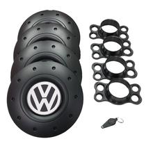 Jogo de Calotas de Centro Miollo para VW Gol G5 Aro 14 2009/2012 Estilo Amarok Preto