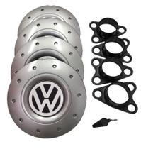 Jogo de Calotas de Centro Miollo para VW Polo Aro 15 2009/2017 Estilo Amarok Prata