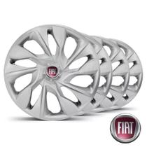 Jogo De Calotas Esportivas Aro 15 Ds4 Silver Com Emblema Fiat Argo Cronos Grand Siena Palio Punto idea - Elitte LC360