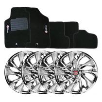 Jogo de calotas esportivas ds4 13 chrome + tapete bordado fiat uno