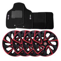 Jogo de calotas esportivas ds4 13 red cup + tapete bordado fiat palio g1 g2