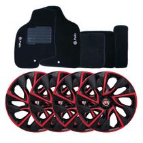 Jogo de calotas esportivas ds4 13 red cup + tapete bordado fiat palio g3