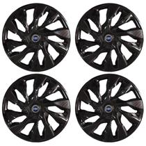 Jogo de calotas esportivas ds4 14 black + emblema fiat azul