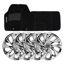 Jogo de calotas esportivas ds4 14 chrome + tapete bordado vw gol g3 g4