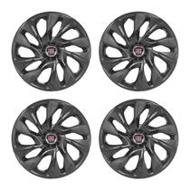 Jogo de calotas esportivas ds4 14 graphite + emblema alumínio fiat vermelho