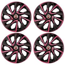 Jogo de calotas esportivas ds4 14 pink + emblema fiat vermelho