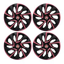 Jogo de calotas esportivas ds4 14 pink + emblema fiat vermelho