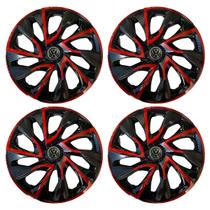 Jogo de calotas esportivas ds4 14 red cup + emblema alumínio volks 3d