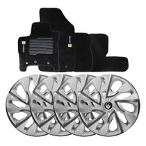 Jogo de calotas esportivas ds4 14 silver cup + tapete bordado novo logan