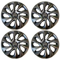 Jogo de calotas esportivas ds4 14 sport cup + emblemas resinados fiat preto