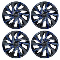 Jogo de calotas esportivas ds4 15 black blue + emblema nissan
