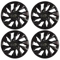 Jogo de calotas esportivas ds4 15 black + emblema alumínio volks 3d