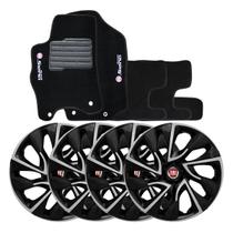 Jogo de calotas esportivas ds4 15 black silver + tapete bordado grand siena Jogo de calotas esportivas ds4 15 black silver + tapete bordado grand siena