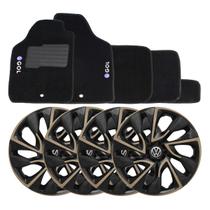 Jogo de calotas esportivas ds4 15 gold + tapete bordado vw gol g5 g6