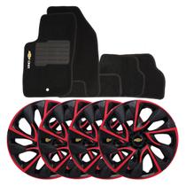 Jogo de calotas esportivas ds4 15 red cup + tapete bordado gm onix