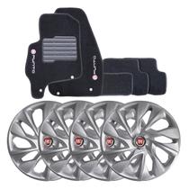 Jogo de calotas esportivas ds4 15 silver + tapete bordado novo punto