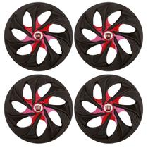 Jogo de calotas esportivas evolution 14 fosc black red + emblema fiat vermelho