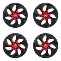 Jogo de calotas esportivas evolution 14 fosc black red + emblema fiat vermelho