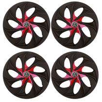 Jogo de calotas esportivas evolution 14 fosc black red + emblema volkswagen