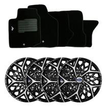 Jogo de calotas esportivas moove 13 black silver + tapetes bordados ford ka (até 2013)