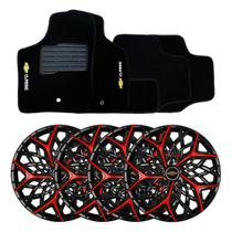 Jogo de calotas esportivas moove 14 black red + tapetes bordados classic