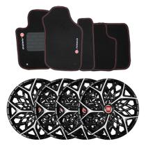 Jogo de calotas esportivas moove 14 black silver + tapetes bordados argo Jogo de calotas esportivas moove 14 black silver + tapetes bordados argo