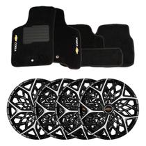 Jogo de calotas esportivas moove 14 black silver + tapetes bordados corsa