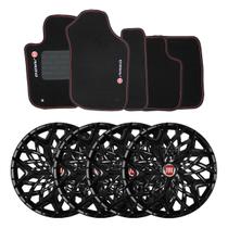 Jogo de calotas esportivas moove 14 black + tapetes bordados argo Jogo de calotas esportivas moove 14 black + tapetes bordados argo