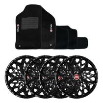 Jogo de calotas esportivas moove 14 black + tapetes bordados palio g3