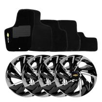 Jogo de calotas esportivas nitro 13 black silver + tapetes bordados celta