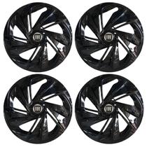Jogo de calotas esportivas nitro 14 black + emblemas resinados fiat preto Jogo de calotas esportivas nitro 14 black + emblemas resinados fiat preto
