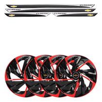 Jogo de calotas esportivas nitro 14 black red + soleiras resinadas classic