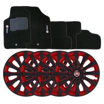 Jogo de calotas esportivas passat 13 red + tapete bordado fiat uno